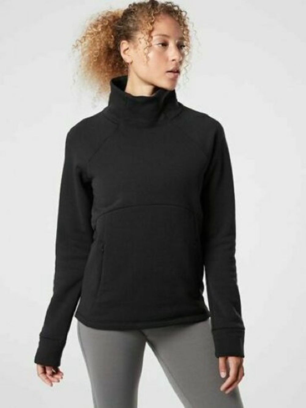 ATHLETA Polartech Funnel Neck Sweatshirt Black